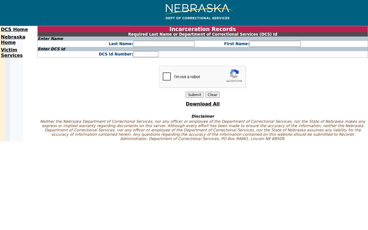 Stanton County criminal court case state inmate search