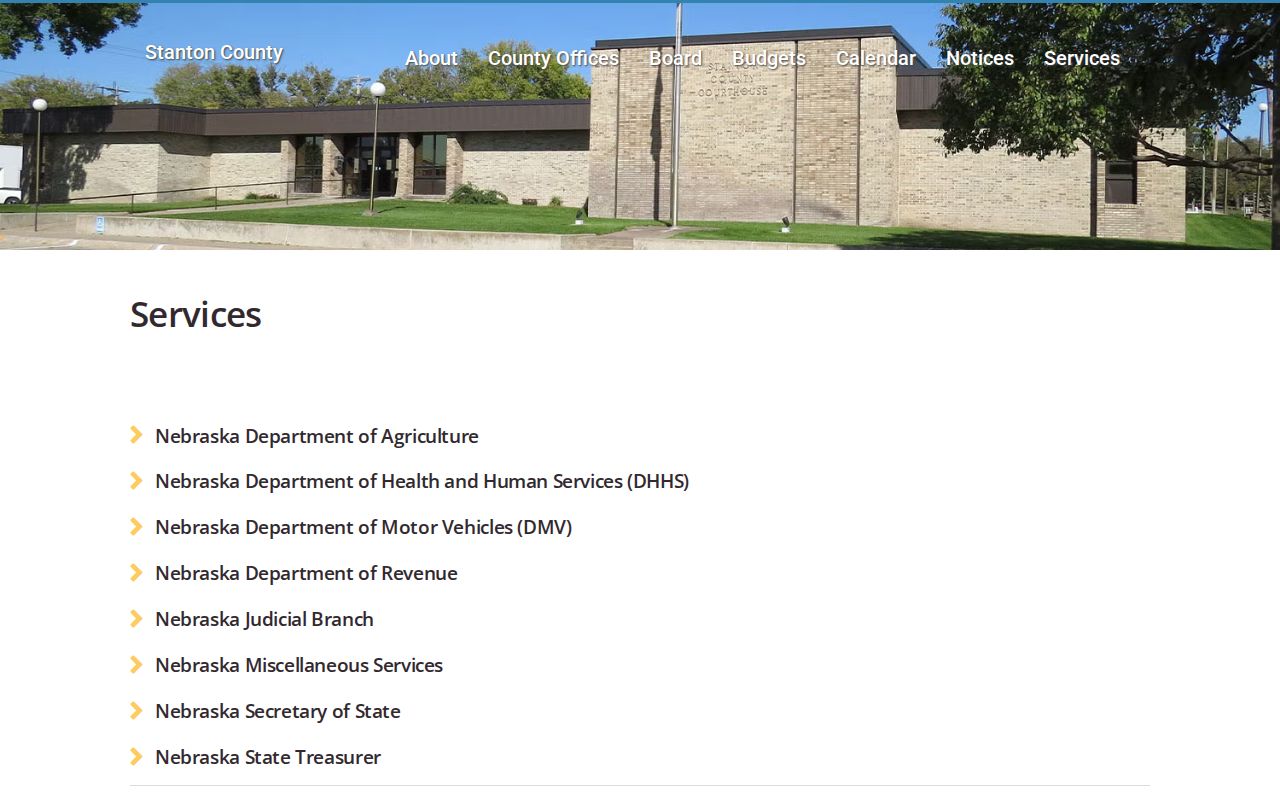 Stanton County official service links for court case and court date searches