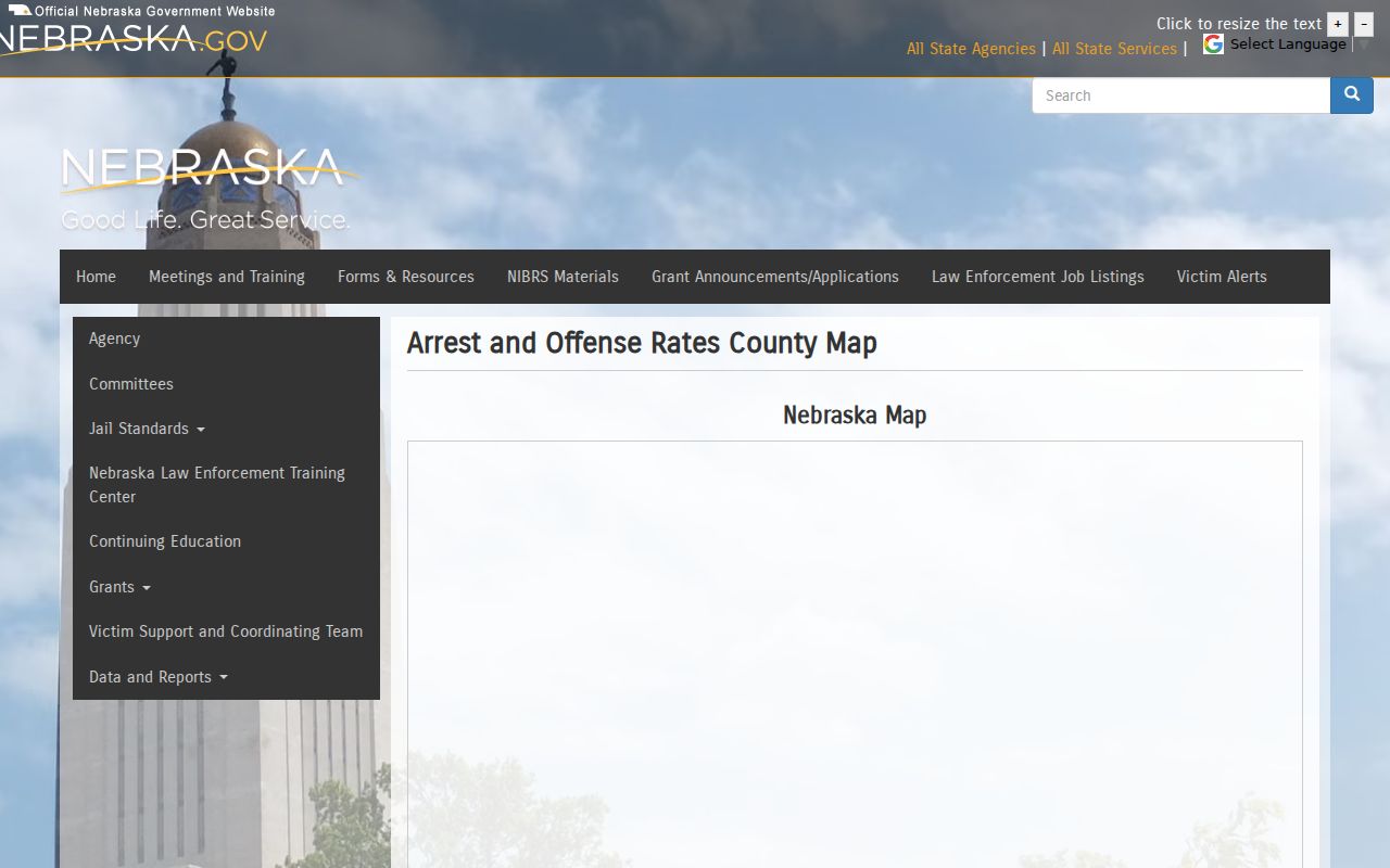Stanton criminal records in the Nebraska county crime data interface